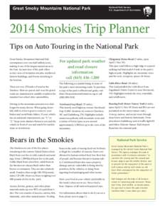 Great Smoky Mountains National Park  National Park Service U.S. Department of the Interior[removed]Smokies Trip Planner