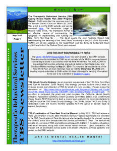 W  May 2010 Therapeutic Behavioral Services TBS Newsletter