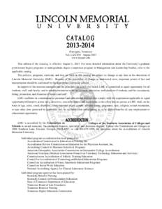 LMU Undergraduate Catalog[removed]revised[removed]