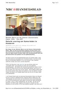 NRC Handelsblad  Page 1 of 2 Minister Maria van der Hoeven (Economische Zaken, CDA). Foto AFP