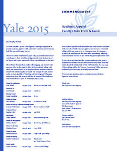commencement  Yale 2015 Academic Apparel Faculty Order Form & Guide
