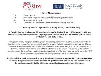 Survey Memorandum TO: FR: DT: RE: