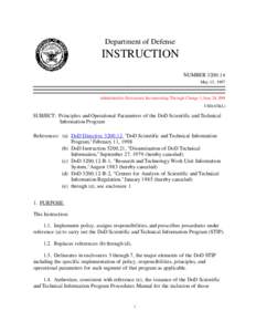 DoD Instruction[removed], May 13, 1997; Incorporating through Change 3, June 28, 2001