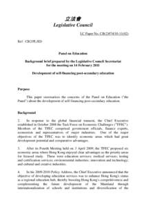 立法會 Legislative Council LC Paper No. CB[removed]Ref : CB2/PL/ED  Panel on Education