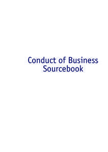 Conduct of Business Sourcebook COBS Contents  Conduct of Business Sourcebook