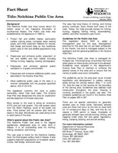 Fact Sheet Title: Nelchina Public Use Area Division of Mining, Land & Water January 2000