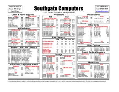 Southgate Computers  Price List[removed]