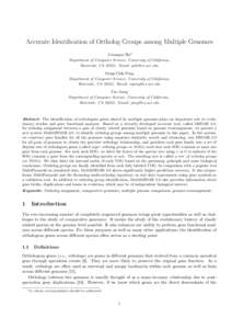 Accurate Identification of Ortholog Groups among Multiple Genomes Guanqun Shi∗ Department of Computer Science, University of California, Riverside, CAEmail:  Meng-Chih Peng Department of Computer