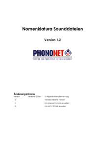 Nomenklatura Sounddateien Version 1.2 Änderungshistorie Version