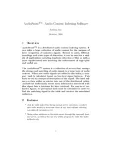 AudioScoutTM : Audio Content Indexing Software Aetilius, Inc. October, 2010 1