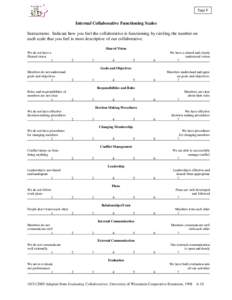 Tool F  Internal Collaborative Functioning Scales Instructions: Indicate how you feel the collaborative is functioning by circling the number on each scale that you feel is most descriptive of our collaborative. Shared V