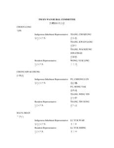 TSUEN WAN RURAL COMMITTEE 荃灣鄉事委員會 CHUEN LUNG 川龍 Indigenous Inhabitant Representative