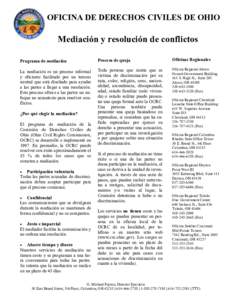 OFICINA DE DERECHOS CIVILES DE OHIO  Mediación y resolución de conflictos Programa de mediación  Proceso de queja