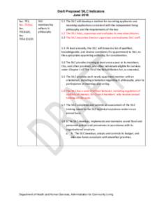 Draft Proposed SILC Indicators, June 2016