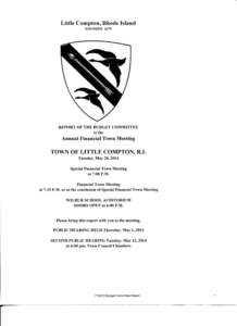 Little Compton, Rhode Island FOUNDED 1675 REPORT OF THE BUDGET COMMITTEE to the