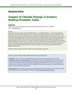 Mongabay.com Open Access Journal - Tropical Conservation Science – Special Issue Vol.6 (3):, 2013  Research Article Impact of Climate Change in Eastern Madhya Pradesh, India