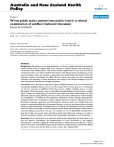 Australia and New Zealand Health Policy BioMed Central  Open Access