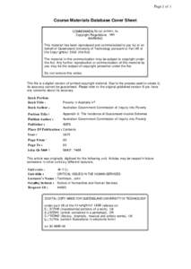 Page 1 of 1  Course Materials Database Cover Sheet COMMONWEALTH OF AUStrALIA Copyright Regulations 1969 WARNING