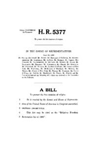 Free Exercise Clause / United States Constitution / Religious Freedom Restoration Act / American studies / Politics of the United States / Law / Enumerated Powers Act / First Amendment to the United States Constitution / Separation of church and state / United States federal legislation