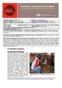 Emergency appeal operations update Central African Republic: Civil Unrest Emergency appeal n° MDRCF017 GLIDE n° OT[removed]CAF Operations update n° : Six-month update