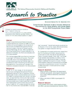 The National Dissemination Center for Children with Disabilities  Research to Practice Structured Abstract No. 83, September[removed]Findings from special education studies at