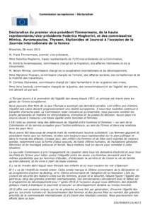 Commission européenne - Déclaration  Déclaration du premier vice-président Timmermans, de la haute représentante/vice-présidente Federica Mogherini, et des commissaires Mimica, Avramopoulos, Thyssen, Stylianides et