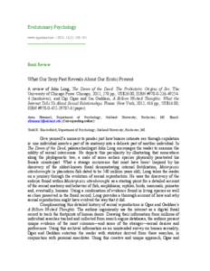 Evolutionary Psychology www.epjournal.net – [removed]): [removed] ¯¯¯¯¯¯¯¯¯¯¯¯¯¯¯¯¯¯¯¯¯¯¯¯¯¯¯¯  Book Review