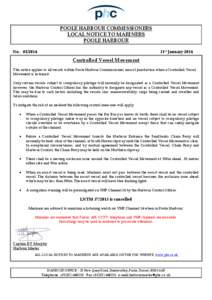 POOLE HARBOUR COMMISSIONERS LOCAL NOTICE TO MARINERS POOLE HARBOUR No[removed]31st January 2014