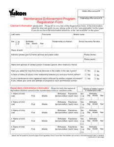 Intake office account # Justice Maintenance Enforcement Program Registration Form