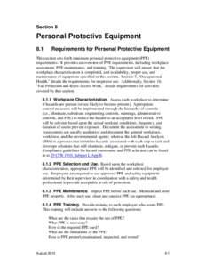 Section 8  Personal Protective Equipment 8.1  Requirements for Personal Protective Equipment