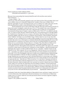 Southern Campaign American Revolution Pension Statements & Rosters Pension Application of John Netherton W5416 Transcribed and annotated by C. Leon Harris [Because of poor penmanship this transcript should be used with m