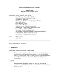 Minutes of the OLRB Advisory Committee