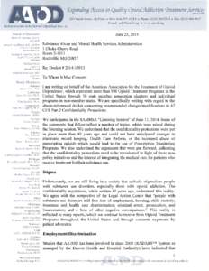 fryanningAccusto Wnfity OpioifAfdictiontreatmzntSer?:t#4 225 Varick Street, 4th Floor . New York, NY[removed]r Phone: (2I2) 56G5555 r Fax: (2I2[removed]E-mail: [removed] . www.aatod.org Association fortheTreatment