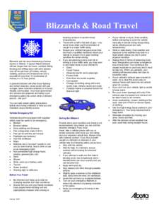 1  Emergency Preparedness Blizzards & Road Travel •