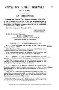 No. 37 of[removed]AN ORDINANCE To amend the Court of Petty Sessions Ordinance[removed]T THE GOVERNOR-GENERAL in and over the Commonwealth of x , Australia, acting with the advice of the Federal Executive Council,