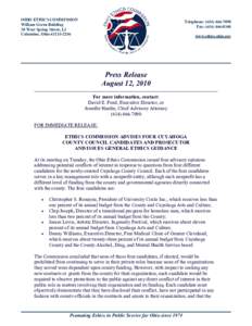 Ethics Commission / Cleveland / Geography of the United States / Cuyahoga Valley National Park / William D. Mason / Ohio county government / Ohio / Cuyahoga County /  Ohio / Cuyahoga County Council