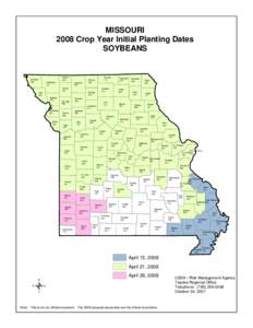 MISSOURI 2008 Crop Year Initial Planting Dates SOYBEANS Worth 227