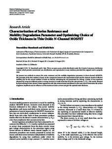 Electromagnetism / MOSFET / Threshold voltage / Hindawi Publishing Corporation / Field-effect transistor / Gate oxide / Transistor / Electrical engineering / Semiconductor devices / Technology