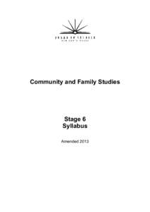 Community and Family Studies Stage 6 Syllabus