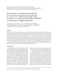 [This manuscript was published online December 12, 2014 in the Journal of Behavioral Health Services & Research. The final publication is available at Springer via http://link.springer.com/articles11414