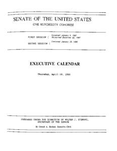 SENATE OF THE UNITED STATES ONE HUNDREDTH CONGRESS FIRST SESSION { SECOND SESSION {