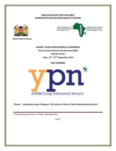 AFRICAN ASSOCIATION FOR PUBLIC ADMINISTRATION AND MANAGEMENT (AAPAM) Government of Kenya  AAPAM YOUNG PROFESSIONALS CONFERENCE