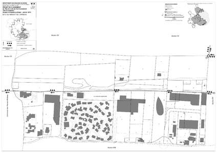 DEPARTEMENT DES BOUCHES DU RHÔNE  Repérage de la section BX et des sections concernées par le classement dans la commune de Cabriès  Figurés de la planche cadastrale