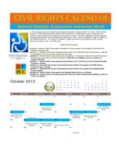 CIVIL RIGHTS CALENDAR National Disability Employment Awareness Month In 1988, Congress proclaimed October 