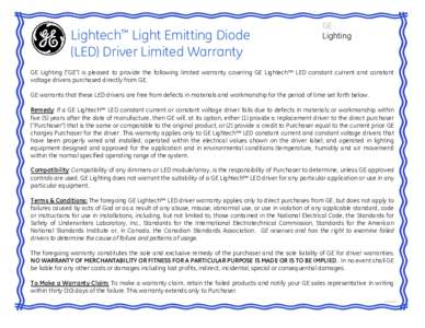 Lightech™  Light Emitting Diode (LED) Driver Limited Warranty  GE