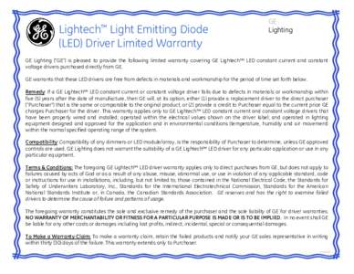 Contract law / Business / Implied warranty / Economy of the United States / Economy / Warranty / General Electric / GE Lighting