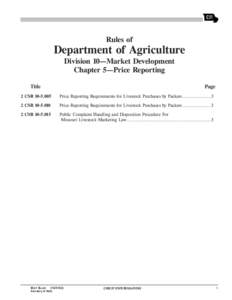 Rules of  Department of Agriculture Division 10—Market Development Chapter 5—Price Reporting Title