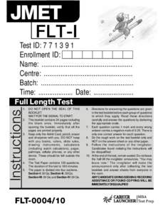 JMET  FLT-I Test ID: [removed]Enrollment ID: