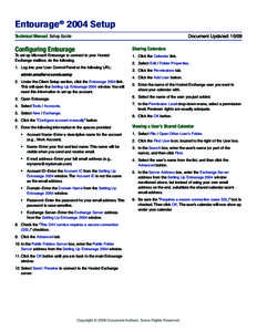 Entourage® 2004 Setup Technical Manual: Setup Guide Document Updated: Configuring Entourage