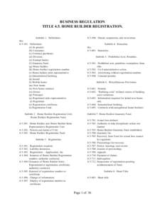 BUSINESS REGULATION TITLE 4.5. HOME BUILDER REGISTRATION. Subtitle 1. Definitions. Sec[removed]Definitions (a) In general.